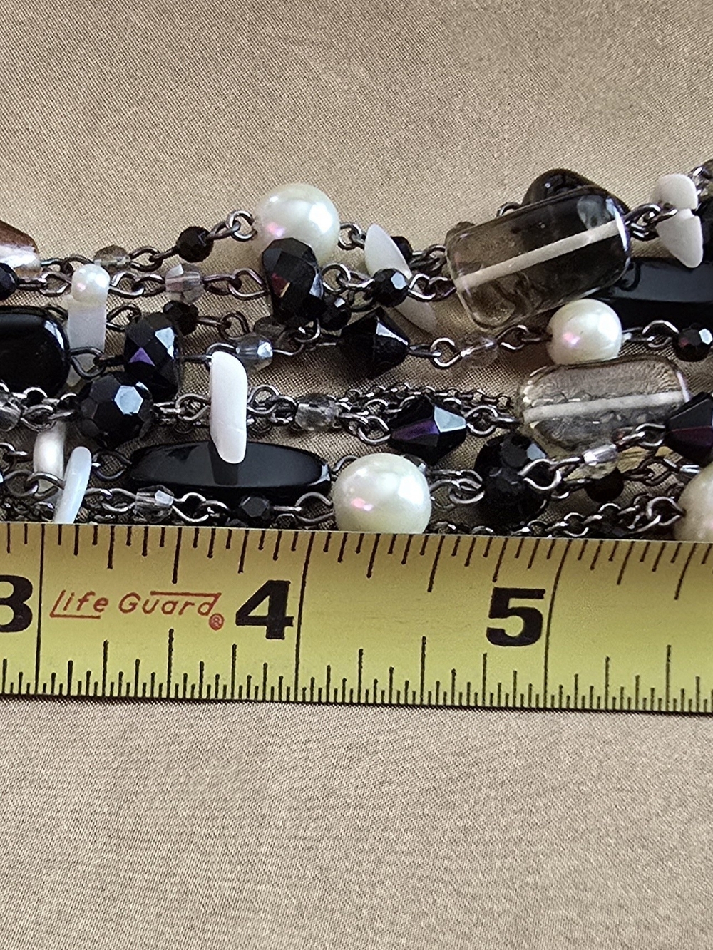 Multi-Strand Black and Pearl Statement Necklace - Picture 3 of 7